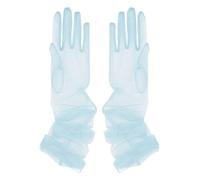 TTAO Women Tulle Long Gloves Bridal Sheer Gloves See Through Full Finger Elbow Length Gloves 1920s Gorgeous Gloves for Opera Wedding Party Sky Blue 70cm