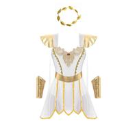 TTAO Women's Grecian Dress Sexy Toga Greek Costume Bodysuits Halloween Queen Dress with Headwear White M