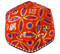 TTAO Xinjiang Uygur Hats with Wig Braids Party Cosplay Hats Chinese Traditional Hexagonal Hat Red Type A One Size