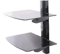 TTAP 2x Floating Black Glass Shelves Mount Bracket for DVD/Blu-Ray Player, Satellite/Cable Box, Games Console