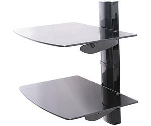 TTAP 2x Floating Black Glass Shelves Mount Bracket for DVD/Blu-Ray Player, Satellite/Cable Box, Games Console