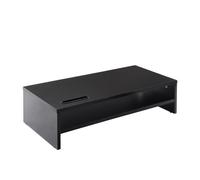 Ttap Black Wooden Monitor Two Shelf Stand Computer Laptop TV Screen Riser Desk Organiser 54cm L x 24.5cm D x 14.4cm H (with Smartphone holder)