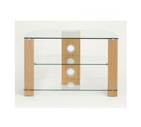 TTAP L630 800 3OC Vision 800mm TV Stand in Light Oak with Clear Glass