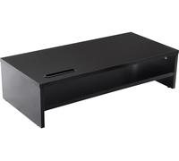 Ttap Black Wooden Monitor Two Shelf Stand Computer Laptop TV Screen Riser Desk Organiser 54cm L x 24.5cm D x 14.4cm H (with Smartphone holder)