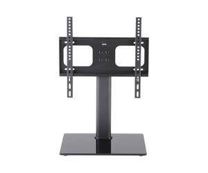 TTAP TT44S Black Glass Swivel Tabletop Pedestal TV Stand in Black