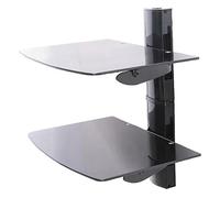 TTAP 2x Floating Black Glass Shelves Mount Bracket for DVD/Blu-Ray Player, Satellite/Cable Box, Games Console