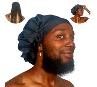 TTAT Shower Cap Extra Large for Men & Women With Braids, Locs, Afro, Coily, and Long Hair, Waterproof, Washable, Reusable & Adjustable, Great for Home, Spa, Self Care, Hotel & Salon (Black)