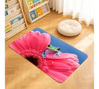 TTBAoDAoY Door Mats Indoor Rug, 40x60cm,Animal Decor Cute Little Tiny Frog On Gerbera Flower Magical Nature Mome, Doormats for Bedroom Kitchen Hallway