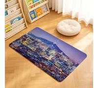 TTBAoDAoY Door Mats Indoor Rug, 40x60cm,Anime-Style Seoul Namsan Tower Night Cityscape Background, Doormats for Bedroom Kitchen Hallway