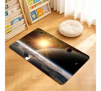 TTBAoDAoY Door Mats Indoor Rug, 40x60cm,Deep Outer Space Scene With Glowing Sun And Rocky Alien Worlds, Doormats for Bedroom Kitchen Hallway