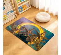 TTBAoDAoY Door Mats Indoor Rug, 40x60cm,Dreamlike Surreal Artwork Giant Star-Shaped Sea Creatures Floating In Pastel-Gradient Sky, Doormats for Bedroom Kitchen Hallway