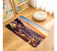 TTBAoDAoY Door Mats Indoor Rug, 40x60cm,Dusk View Over Lisbon Old Town Illuminated Buildings And Tagus River, Doormats for Bedroom Kitchen Hallway
