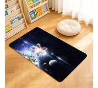 TTBAoDAoY Door Mats Indoor Rug, 40x60cm,Fantasy Cosmic Galaxy Atom Sign Floating City Surreal Atomic Symbol City Universe Outer-Space, Doormats for Bedroom Kitchen Hallway