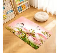 TTBAoDAoY Door Mats Indoor Rug, 40x60cm,Gentle Bouquet From Pink Roses And Butterfly, Doormats for Bedroom Kitchen Hallway