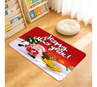 TTBAoDAoY Door Mats Indoor Rug, 40x60cm,Happy New Year And Merry Christmas Postcard Illustration With Santa And Yellow Dog, Doormats for Bedroom Kitchen Hallway
