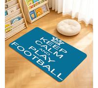 TTBAoDAoY Door Mats Indoor Rug, 40x60cm,Keep Calm And Play Football Blue Sign With A Crown Making A Great Concept, Doormats for Bedroom Kitchen Hallway