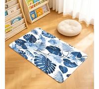 TTBAoDAoY Door Mats Indoor Rug, 40x60cm,Leaf Palm Tree And Mango Branch And Picture Of Hawaii Hibiscus Flower Light Blue, Doormats for Bedroom Kitchen Hallway