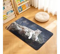 TTBAoDAoY Door Mats Indoor Rug, 40x60cm,Majestic White Bengal Tiger Resting On Stone Cliff Background, Doormats for Bedroom Kitchen Hallway