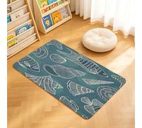 TTBAoDAoY Door Mats Indoor Rug, 40x60cm,Nautical Underwater Shell And Fish Line Drawing Canvas Poster, Doormats for Bedroom Kitchen Hallway