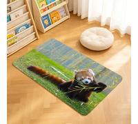 TTBAoDAoY Door Mats Indoor Rug, 40x60cm,Playful Red Panda Among Fresh Bamboo On Grass, Doormats for Bedroom Kitchen Hallway
