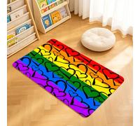 TTBAoDAoY Door Mats Indoor Rug, 40x60cm,Rainbow Flag Pride Hearts And Colorful Stripe In Grunge Style, Doormats for Bedroom Kitchen Hallway