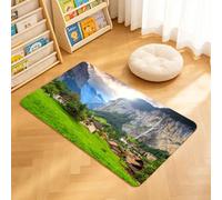TTBAoDAoY Door Mats Indoor Rug, 40x60cm,Swiss Mountain Valley Village With Cliff Waterfall And Snow-Capped Peaks, Doormats for Bedroom Kitchen Hallway