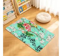 TTBAoDAoY Door Mats Indoor Rug, 40x60cm,Traditional Chinese Peony Magpie Floral Pattern On Mint-Green Background, Doormats for Bedroom Kitchen Hallway