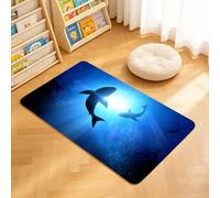TTBAoDAoY Door Mats Indoor Rug, 40x60cm,Under The Waves Circle Two Great White Sharks Illustration, Doormats for Bedroom Kitchen Hallway