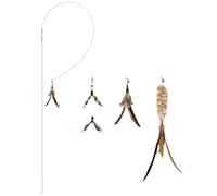 TTcat 63.39” Extra Long Cat Teaser Wand, Retractable Flexible Wire Rod, Bite Resistant with 3 Feather Refills, Interactive Cat Toy for Boredom Relief.