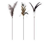 TTcat Cat Wand Toys Feather Stick Toys,3 Pcs Cat Teaser Sticks with Different Feathers, Peacock, Chicken Feathers,Interactive oys for Indoor and Kitten.