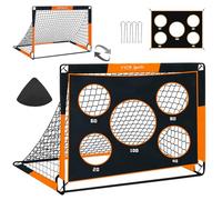 TTCB Sports 2 in 1 Football Goal, 150X120X120cm Football Goals for Kids, Soccer Training Net with 5 Target Ranges, Foldable Target Training Equipment for Garden, Park, Backyard
