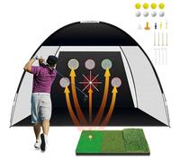TTCB Sports Golf Practice Net Outdoor, 10x7ft Golf Hitting Net Indoor with Tri-Turf Mat for Backyard Driving, Chipping, Target Training Simulator Accessories, Gift for Men/Sports Lover