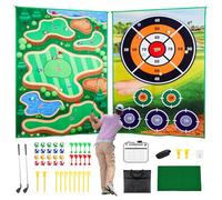 TTCBSPORTS 2 Sheet Golf Chipping Game Mat Set, 6x4 Ft Sticky Golf Pro Mats with 20 Sticky Balls & 10 Darts, Dart Practice Hitting Mat Outdoor Indoor for Adults Score Playing Backyard Garden