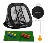 TTCBSPORTS Golf Chipping Net - Pop Up Simulator Hitting Net with 2 Turf Mat & 12 Foam Balls, Golfer Accessories for Backyard & Driving Range, Great Gifts for Men, Portable Golf Net Indoor/Outdoor