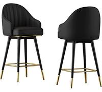 TTCHDPBX Comfort Stools Ergonomic Barstools Set of 2, Black Chrome Legs Upholstered Counter Stools, Leather Swivel Bar Stools, Counter Height Bar Chairs Home Bar Furniture
