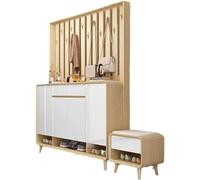 TTCHDPBX Ottoman Bench Large Capacity Shoe Cabinet, Clothes Rack with Multiple Hooks, Shoe Bench with Padded Cushion, Shoe Organiazer Wooden Shoe Rack Bedroom Bench