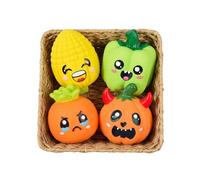 TTCOLATOPIA Squeaky Pet Toys Set, Natural Latex Rubber, Interactive Vegetable Shape with Cute Faces, 4 Pack for Large Medium Small Dogs, Aggressive Chewers Friendly