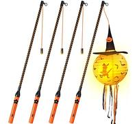 TTCOTOKE Electric Lantern Rod with LED, 4 Pieces, 2024 Update, Orange, LED Electronic Lantern Stick for Children's Parties, St Martin, Halloween, Martin's Parades, Lantern Parades