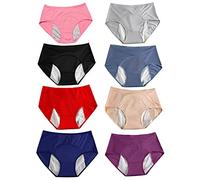 TTCPUYSA 4/8Pcs High Waist Leakproof Underwear for Women,Plus Size Leak Proof Menstrual Panties Physiological Pants,Cotton Briefs Postpartum High Waisted Panties (7XL, F)