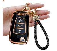 TTCR-II Yumzeco Car Key Cover,3 Buttons Remote Key Fob Cover Compatible with Hyundai I30 ix35 Verna Elantra Carens K2 K5,TPU Silicone KeyCase,Entry KeyShell with Keychain,Keyless KeyProtector Black