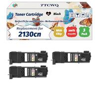 TTCWQ Compatible for Dell 2130cn Toner Cartridge Work for Dell 2130cn 2135cn Printers, with Chip, High Yield 2500 Pages, High-Definition Printing (3 Pack Black)