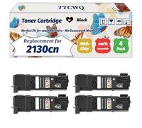 TTCWQ Compatible for Dell 2130cn Toner Cartridge Work for Dell 2130cn 2135cn Printers, with Chip, High Yield 2500 Pages, High-Definition Printing (4 Pack Black)