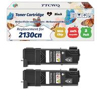 TTCWQ Compatible for Dell 2130cn Toner Cartridge Work for Dell 2130cn 2135cn Printers, with Chip, High Yield 2500 Pages, High-Definition Printing (2 Pack Black)