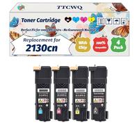 TTCWQ Compatible for Dell 2130cn Toner Cartridge Work for Dell 2130cn 2135cn Printers, with Chip, High Yield 2500 Pages, High-Definition Printing (4-Pack BK/C/M/Y)