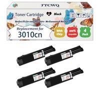 TTCWQ Compatible for Dell 3010cn Toner Cartridge Work for Dell 3010 cn Printers, with Chip, High Yield 4000 Pages, High-Definition Printing (4 Pack Black)