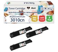 TTCWQ Compatible for Dell 3010cn Toner Cartridge Work for Dell 3010 cn Printers, with Chip, High Yield 4000 Pages, High-Definition Printing (3 Pack Black)