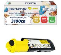 TTCWQ Compatible for Dell 3100cn Toner Cartridge Work for Dell 3100cn Printers, with Chip, High Yield 4000 Pages, High-Definition Printing (1 Pack Yellow)