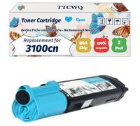 TTCWQ Compatible for Dell 3100cn Toner Cartridge Work for Dell 3100cn Printers, with Chip, High Yield 4000 Pages, High-Definition Printing (1 Pack Cyan)