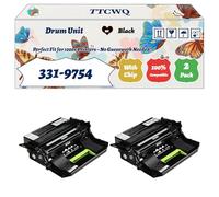 TTCWQ Compatible for Dell 331-9754 Drum Unit Work for Dell B5460dn B5465dnf S5830dn Printers, with Chip, High Yield 100000 Pages, High-Definition Printing (2-Pack Black)