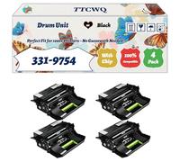 TTCWQ Compatible for Dell 331-9754 Drum Unit Work for Dell B5460dn B5465dnf S5830dn Printers, with Chip, High Yield 100000 Pages, High-Definition Printing (4 Pack Black)